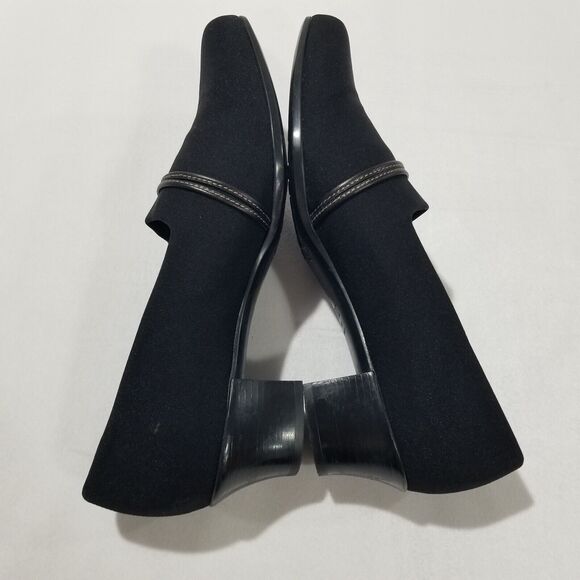 Munro Shoes Womens 7.5M Cindi Slip On Loafer Heel M207487 Black Fabric - Picture 3 of 10